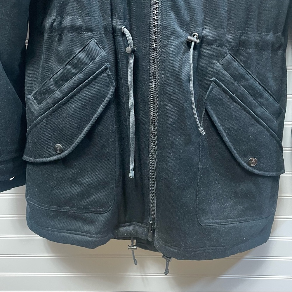 Hoodlamb Hemp Tailors Women’s Parka in Nightwatch Black Size Medium Vegan - Picture 15 of 16